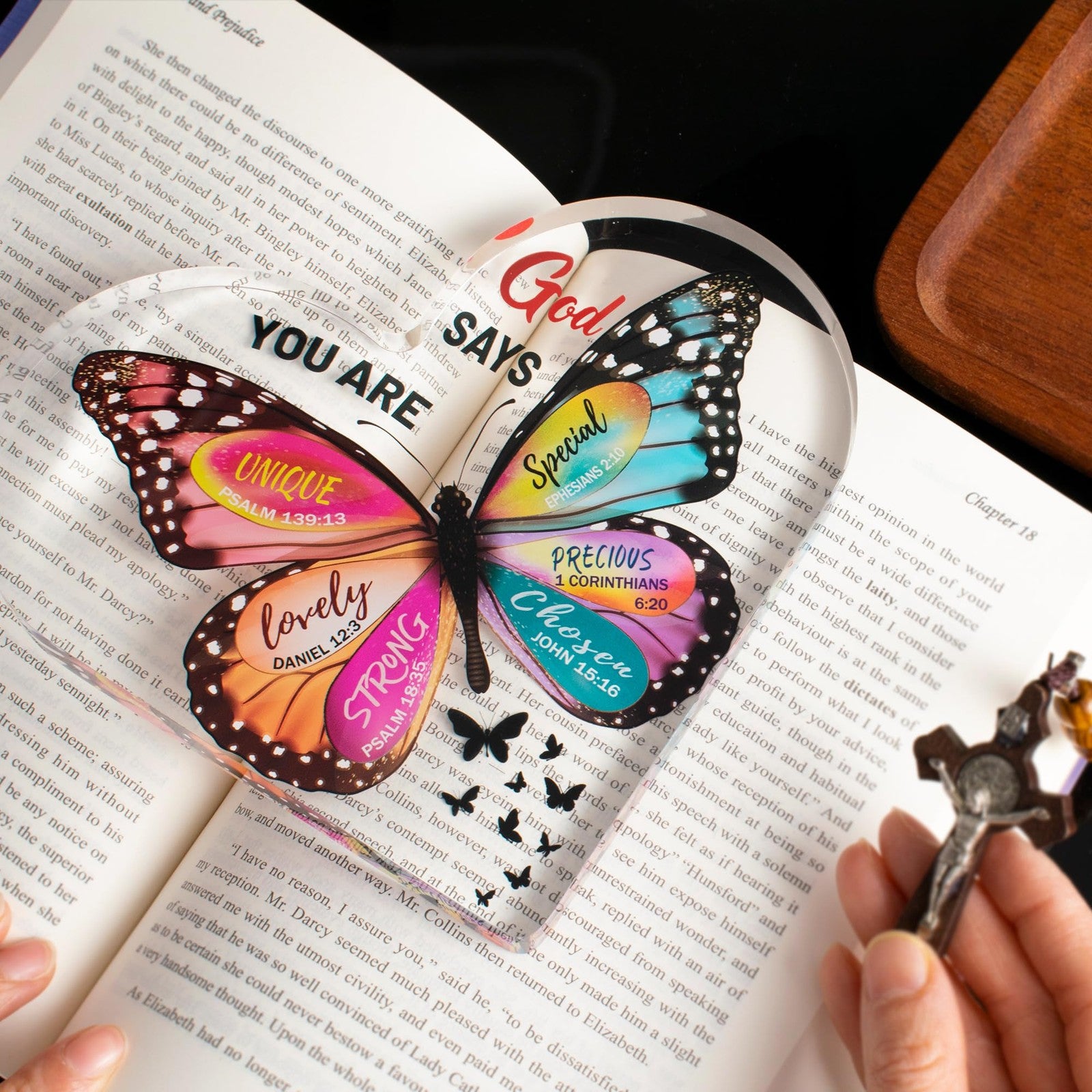 Christian Inspirational Decor Butterfly Bible Verse Desk Sign Home Office