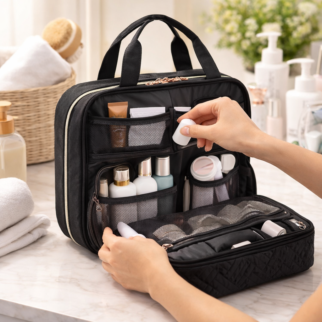 BAGSMART Travel Toiletry Bag Hanging Organizer Water Resistant Cosmetic Bag