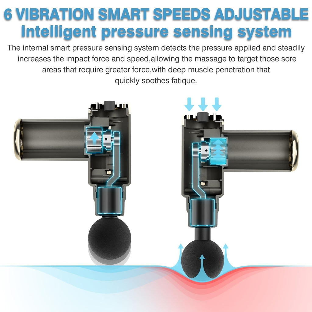 cotsoco Mini Massage Gun Deep Tissue Percussion Massager 6 Speeds 4 Heads