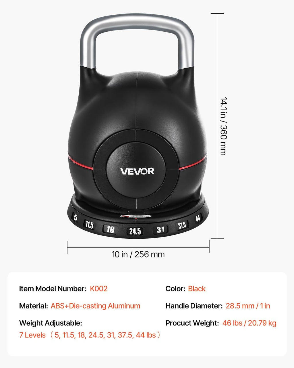 VEVOR Adjustable Kettlebell 7 Weight Levels for Full Body Workout Cross-Training