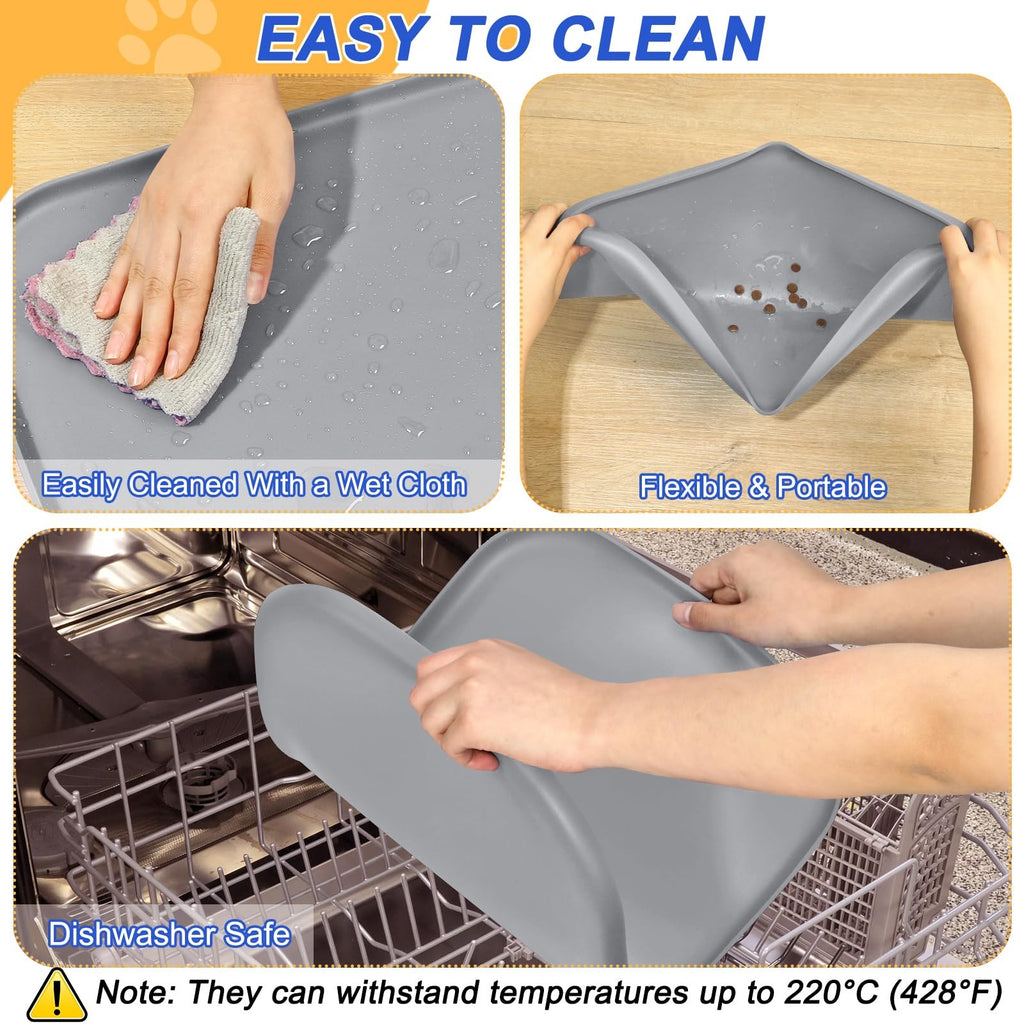Silicone Pet Food Mat with Raised Edge for Food and Water Bowl Dog Feeding Mats.