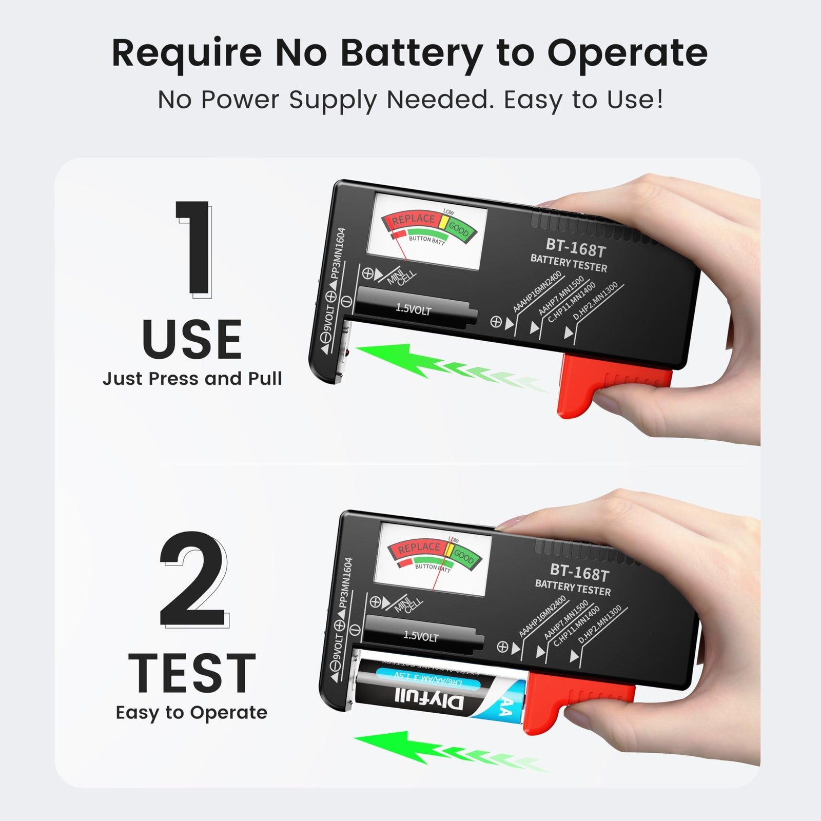 Universal Battery Tester AA AAA C D 9V Button Cell Household Battery Checker