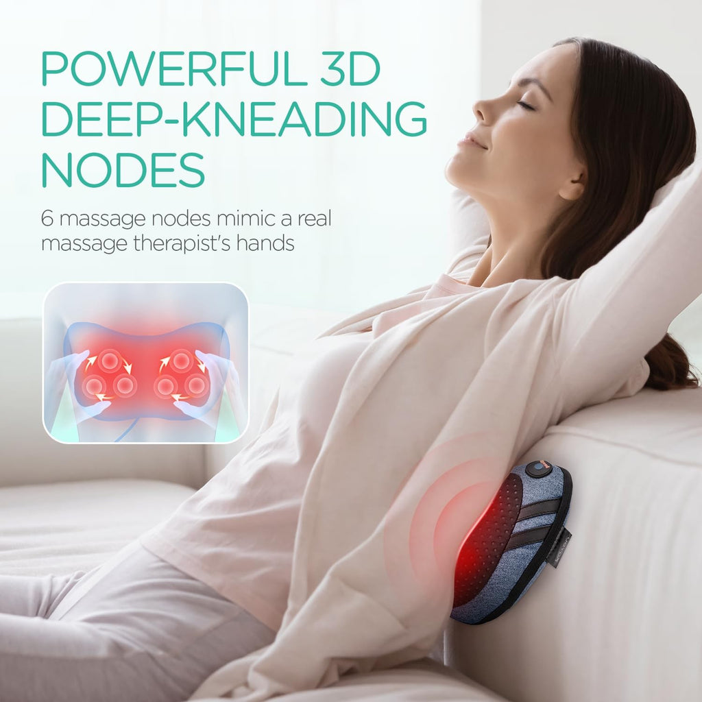 Shiatsu Neck Back Massager with Heat Deep Tissue Massage Pillow Portable