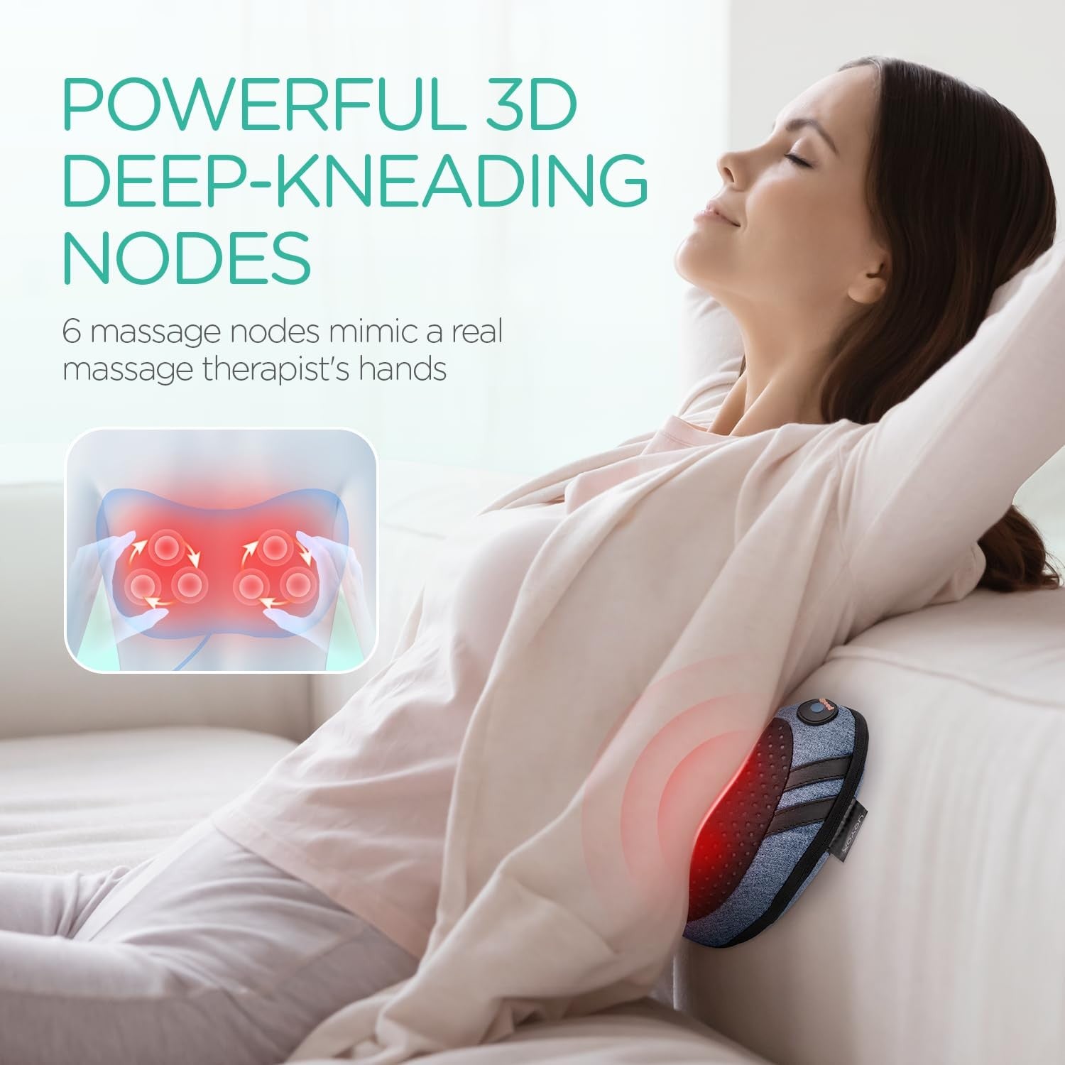 Shiatsu Neck Back Massager with Heat Deep Tissue Massage Pillow Portable