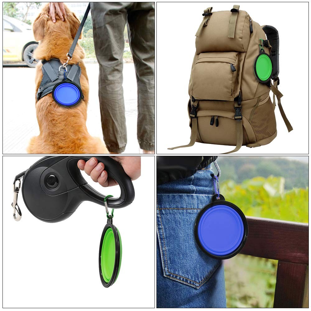 2 Pack Collapsible Dog Cat Bowls Small 12oz Travel Food Water Bowls Carabiners
