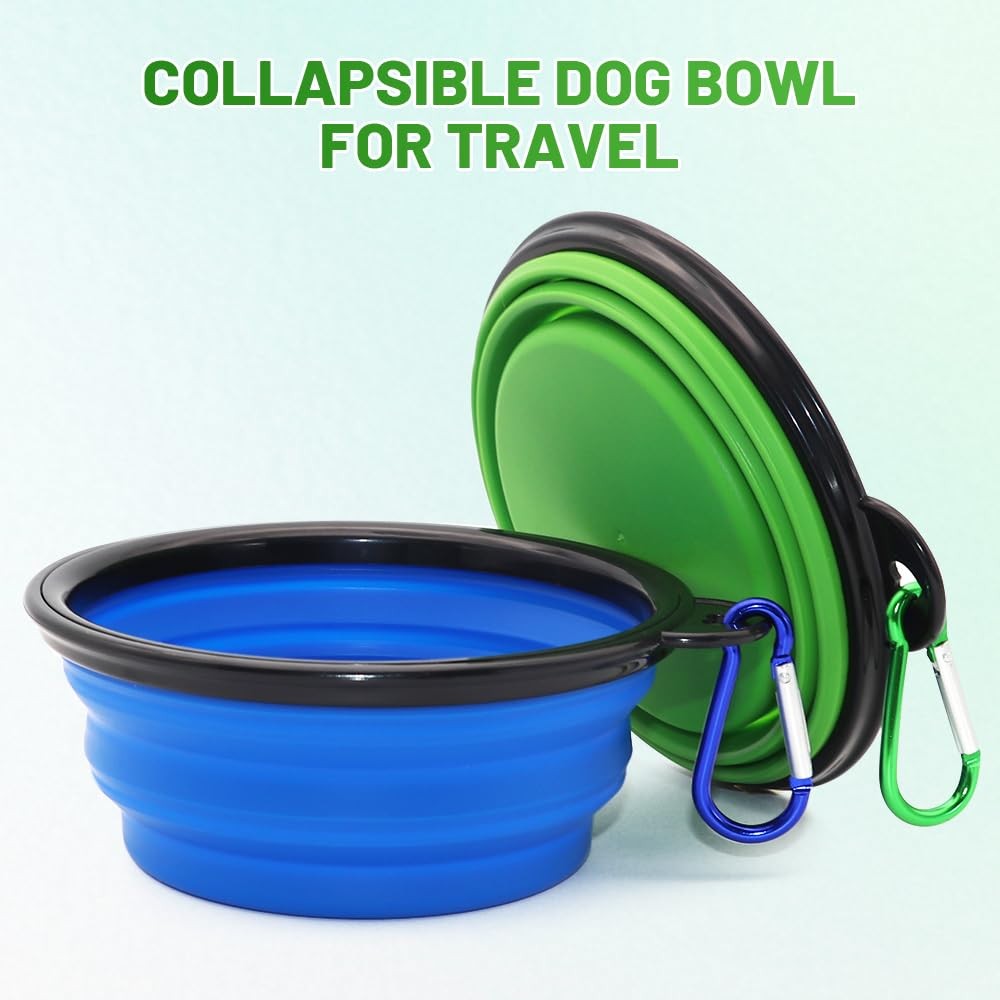 2 Pack Collapsible Dog Cat Bowls Small 12oz Travel Food Water Bowls Carabiners