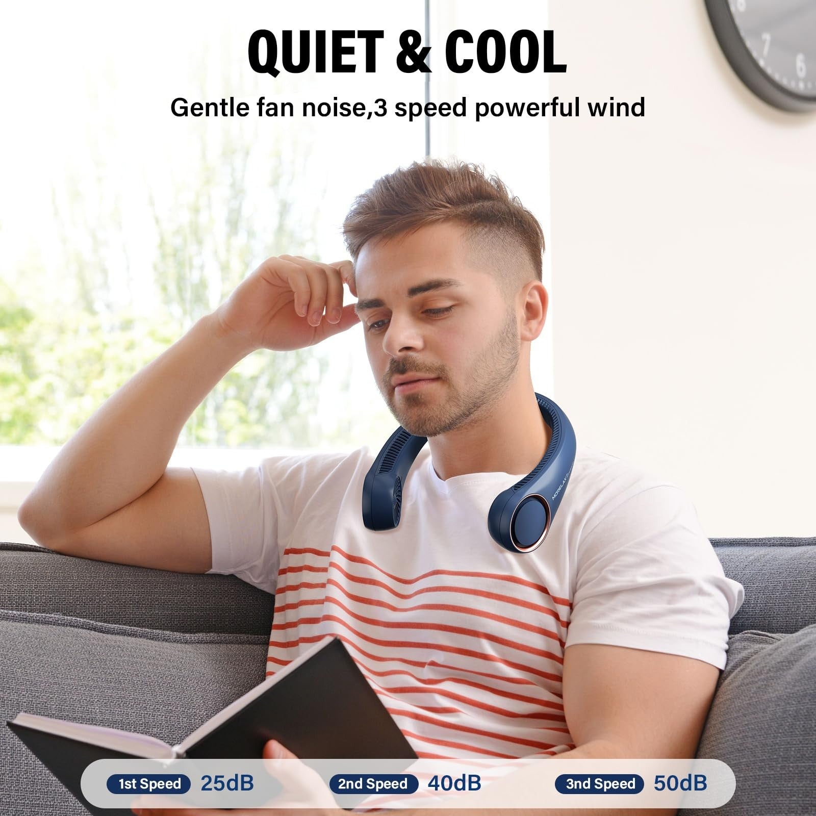 Morelax Bladeless Neck Fan Rechargeable 360 Cooling Hands-Free Quiet Travel