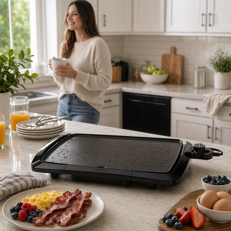 Electric Griddle Cool Touch Nonstick Flat Top Large Cooking Kitchen Indoor