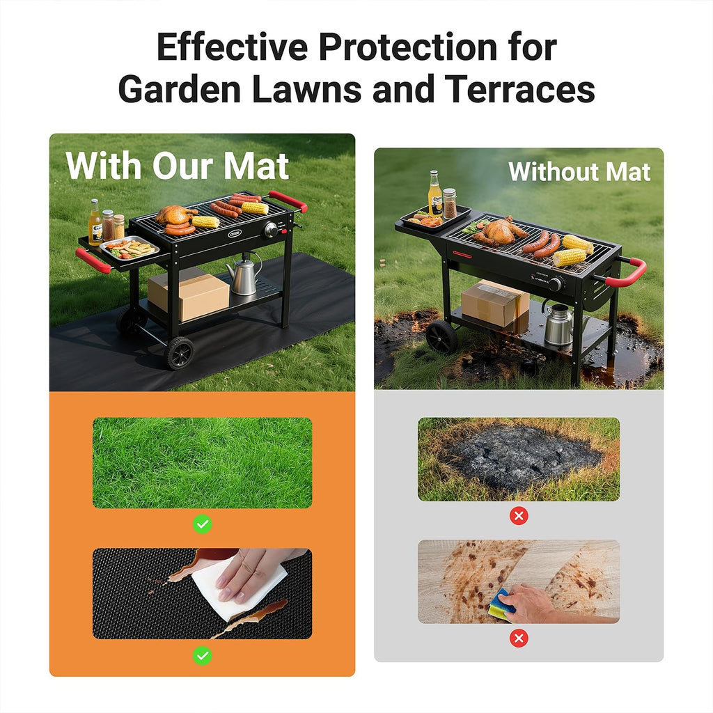Under Grill Mats for Outdoor Grill, Thickened Double-Sided Fireproof Grill Pad
