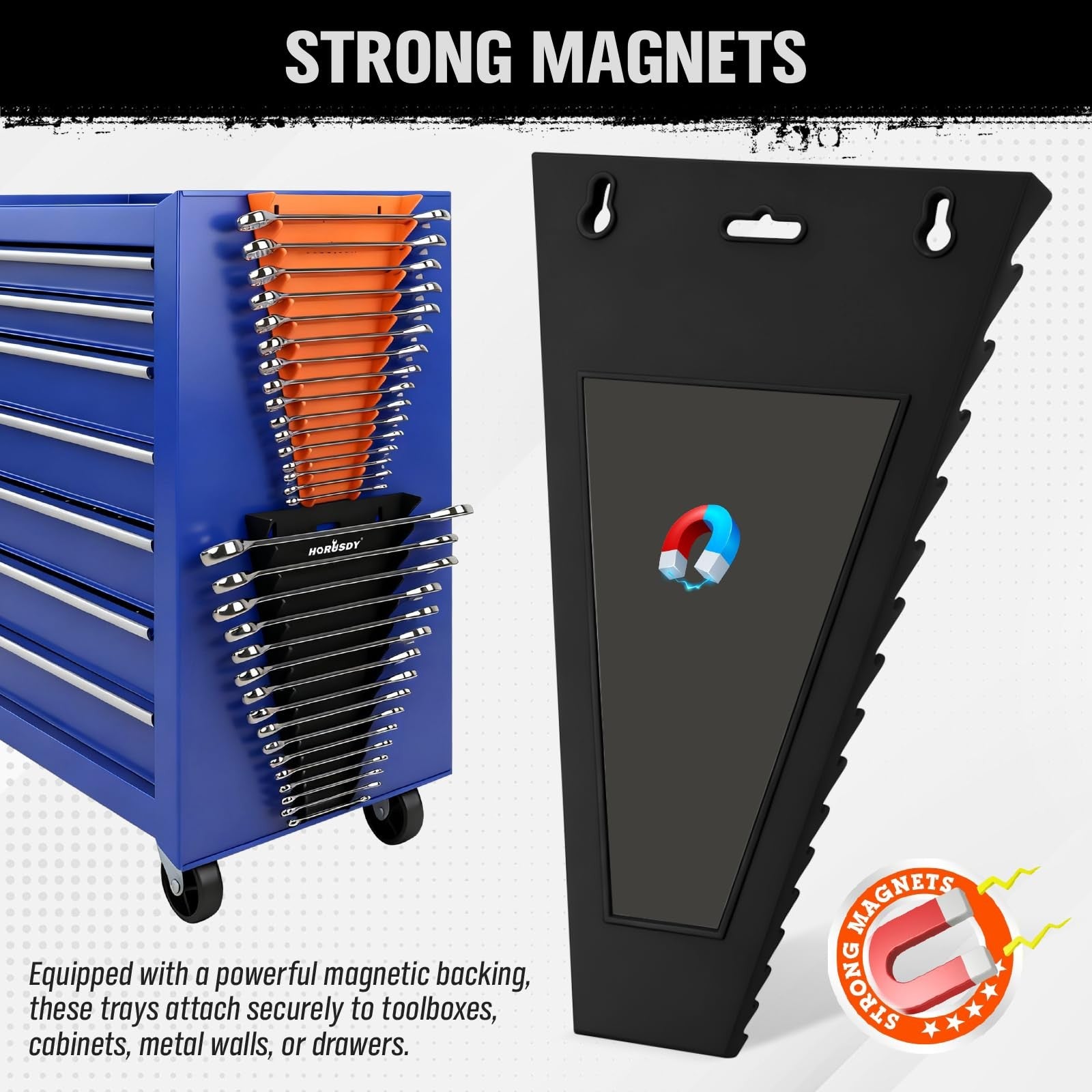 Magnetic Wrench Organizer 32 Slot SAE & Metric Toolbox Drawer Rack