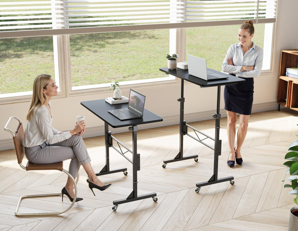 Adjustable Standing Desk Rolling Compact Sit Stand Workstation Small Space