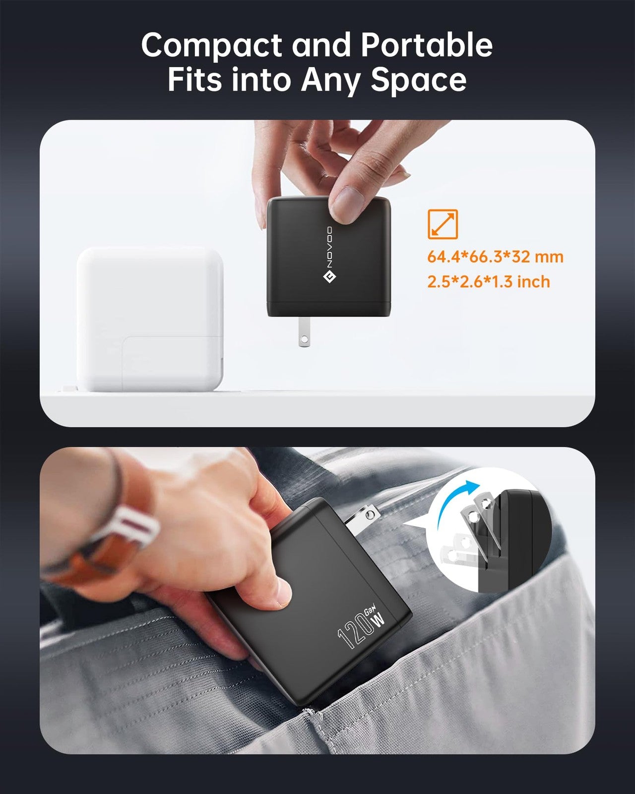 100W USB C Charger, 120W MacBook Pro Charger, 3-Port GaN Fast Charger with PD3.