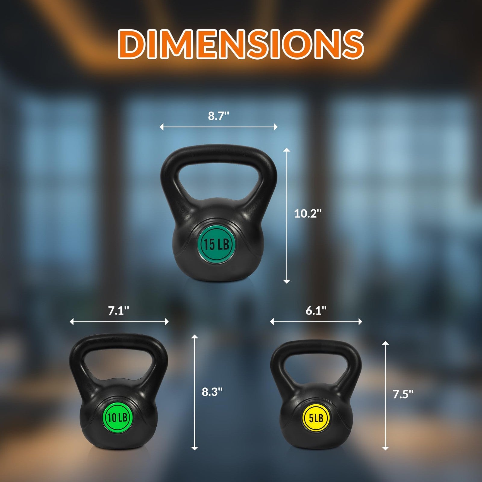 Fitvids Kettlebell Set 3 Piece 5lb 10lb 15lb Weights for Strength Training Home