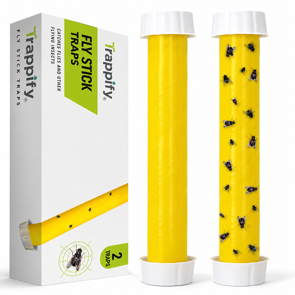 Trappify Fly Sticky Trap 2 Pack Indoor Outdoor Hanging Fly Gnat Trap Yellow